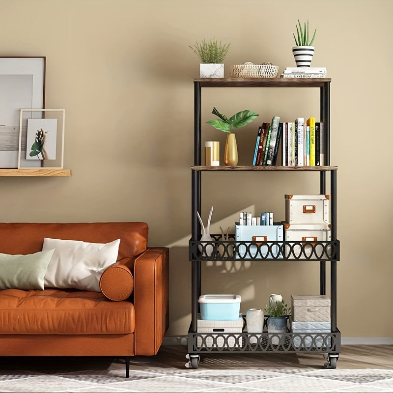 Versatile 4-Tier Stainless Steel Microwave Stand with Wheels - Perfect for Kitchen & Restaurant Storage Solutions