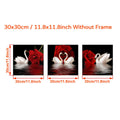 3pcs/set Romantic Swans and Red Rose Canvas Wall Art for Living Room, Bedroom, and Office Decor - Beautiful and Elegant Design - No Frames Needed
