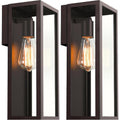 2-Pack Outdoor Wall Lanterns, Exterior Waterproof Wall Sconce with Glass Shades, Matte Black Porch Lights Wall Mounted, Anti-Rust E26 Modern Wall Lighting Fixtures for Patio Garage Entryway Front Door