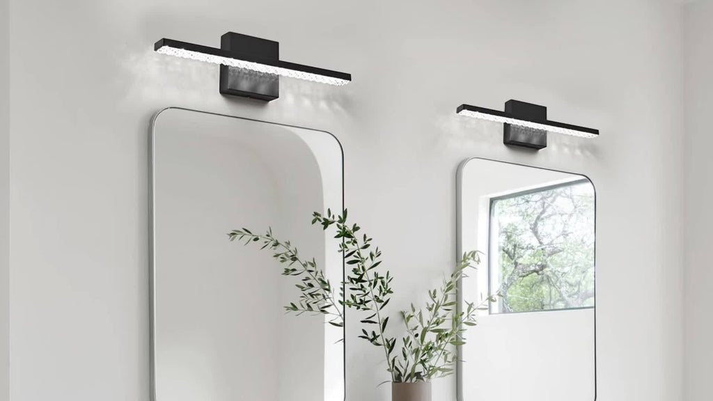 Modern LED Bathroom Vanity Lighting Fixtures Over Mirror 16inch 8W Modern Bath Light Matte Black Wall Lighting Fixture For Bathroom Cool White 6000K