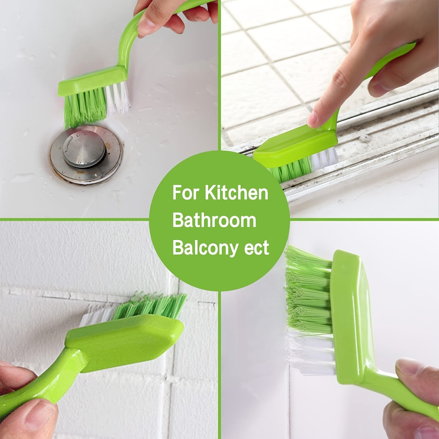 4pcs Grout Cleaning Brush Set with Handle - Durable Nylon & Food-Grade PP, Reusable Tile Joint Scrubber for Kitchens, Bathrooms, Windows - Includes Water Flosser, Charging Cable & Extra Heads, Bathroom Cleaning Tools