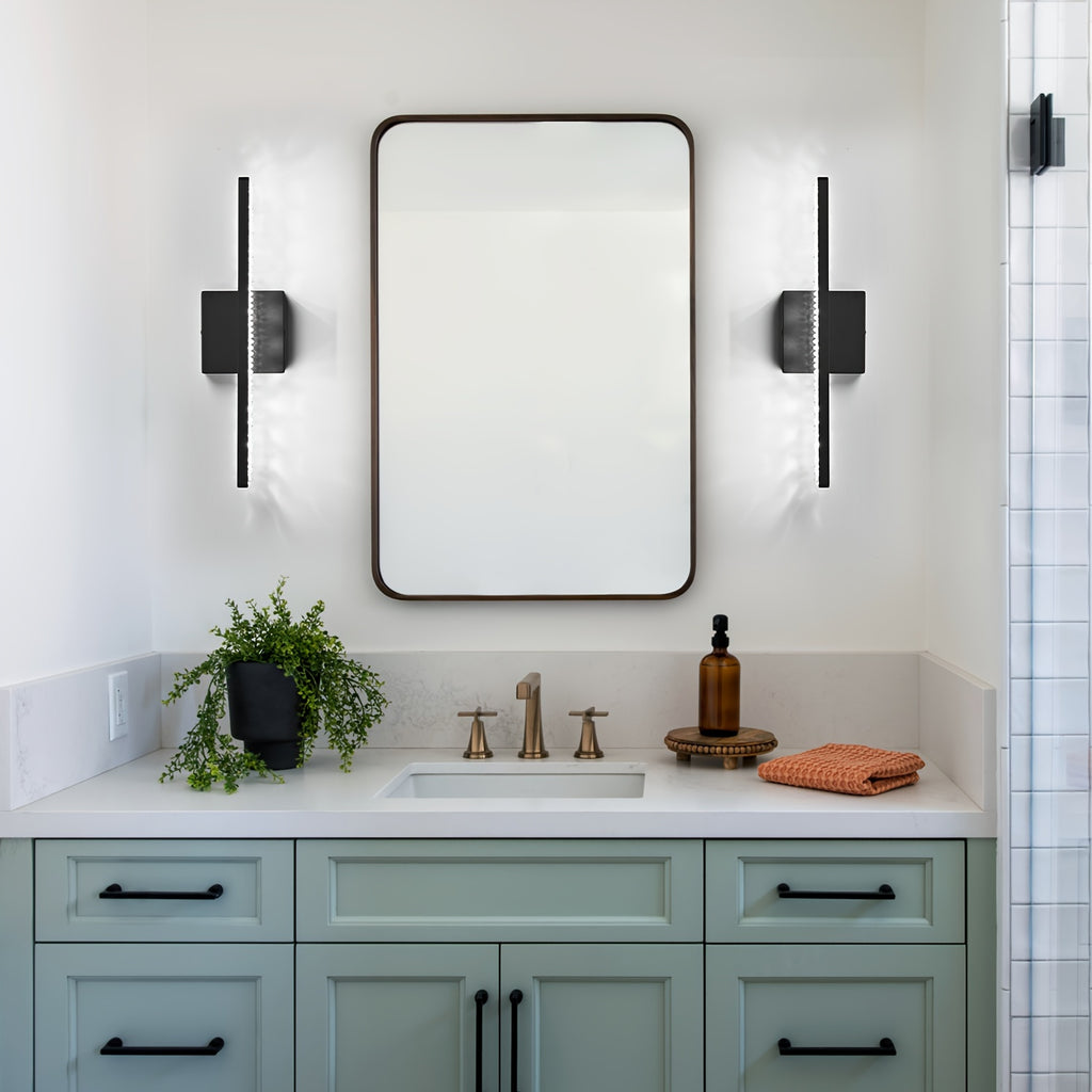 Modern LED Bathroom Vanity Lighting Fixtures Over Mirror 16inch 8W Modern Bath Light Matte Black Wall Lighting Fixture For Bathroom Cool White 6000K