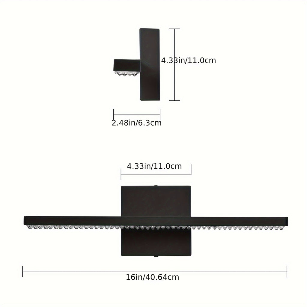Modern LED Bathroom Vanity Lighting Fixtures Over Mirror 16inch 8W Modern Bath Light Matte Black Wall Lighting Fixture For Bathroom Cool White 6000K