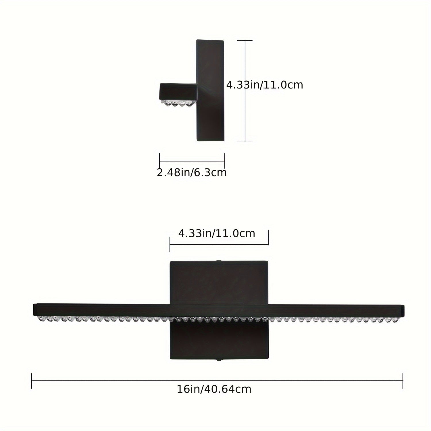 Modern LED Bathroom Vanity Lighting Fixtures Over Mirror 16inch 8W Modern Bath Light Matte Black Wall Lighting Fixture For Bathroom Cool White 6000K