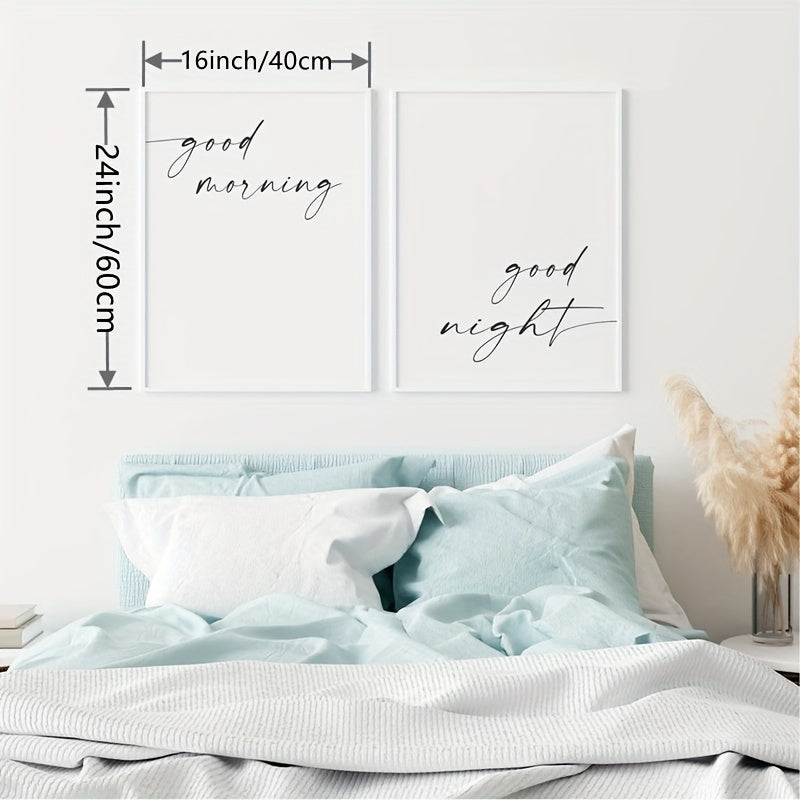 1pc, Good Morning Good Night Wall Posters, Over The Bed Sign Bedroom Prints, Room Decor, Home Decor, Scene Decor, Home Ornament Gift, Bedroom Accessories, Home Office Hanging Decoration