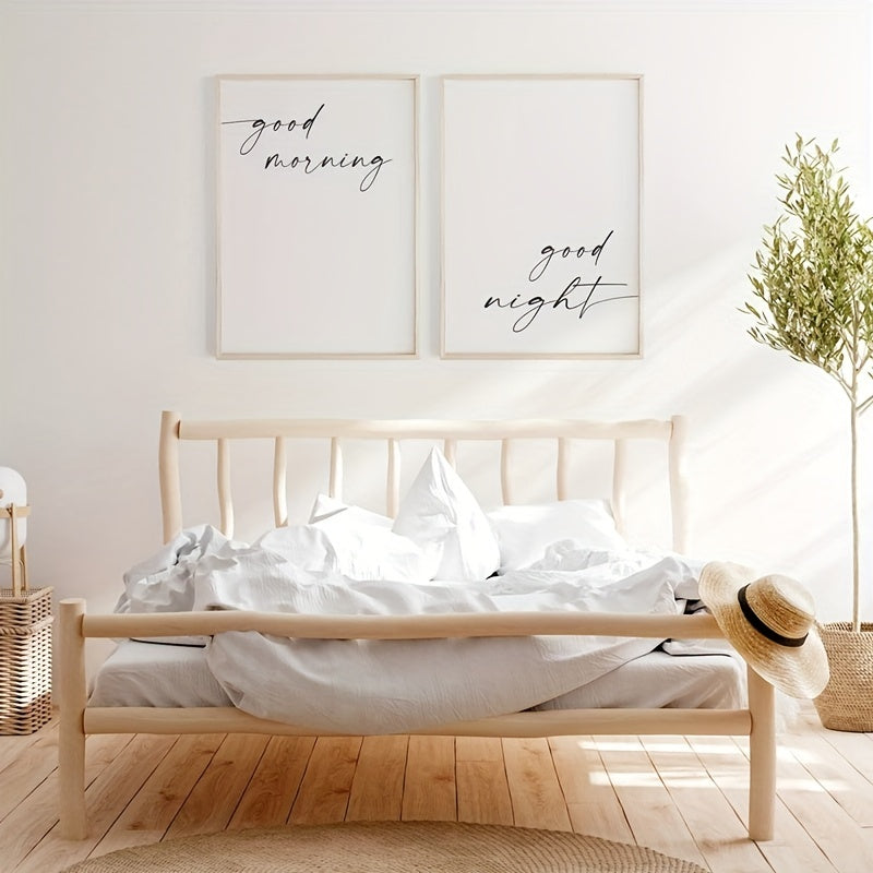 1pc, Good Morning Good Night Wall Posters, Over The Bed Sign Bedroom Prints, Room Decor, Home Decor, Scene Decor, Home Ornament Gift, Bedroom Accessories, Home Office Hanging Decoration
