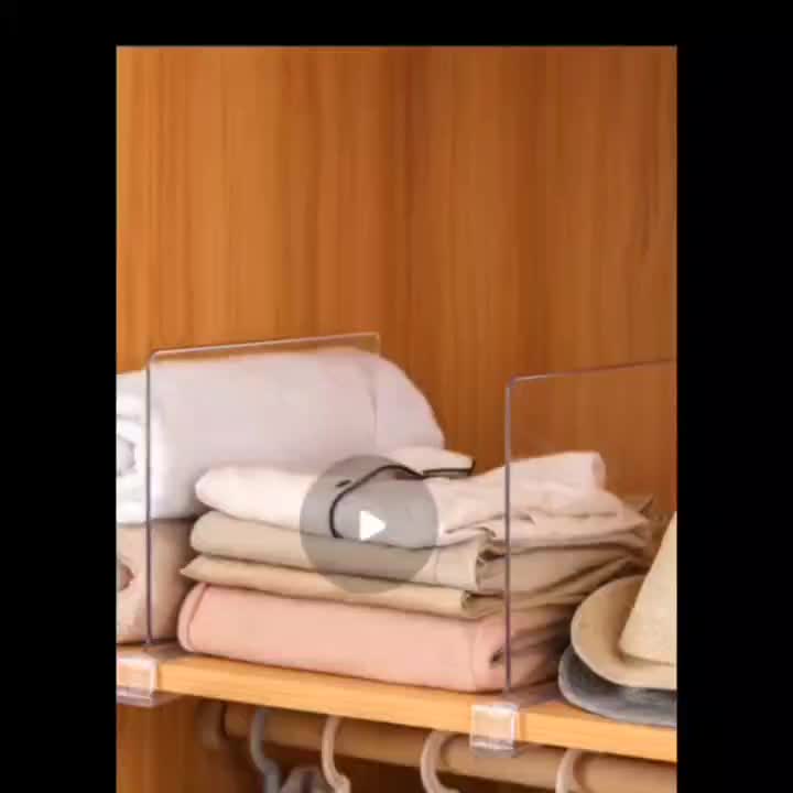 4pcs Premium Acrylic Shelf Dividers - Space Maximizing, Easy-to-Install, Transparent Organizers for Closet, Bedroom & Office Storage Solutions