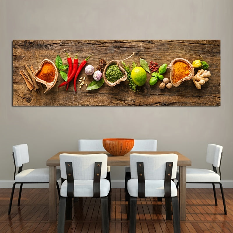 1pc Canvas Painting, Grains Spices Spoon Peppers Painting, Wall Art Decor, For Living Room, Dining Room, No Frame, 19.68*59.05inch