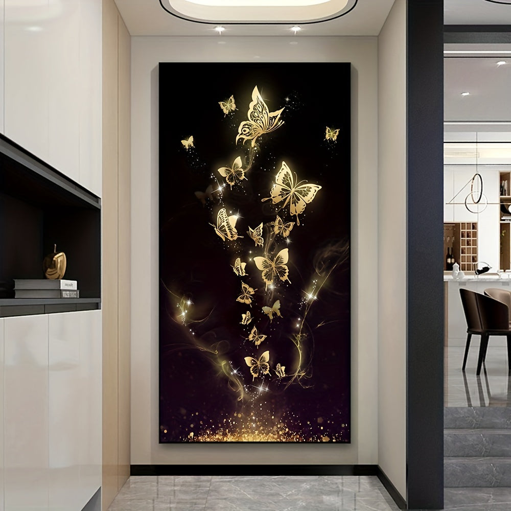 1pc Frameless Abstract Golden Butterfly Oil Painting On Canvas Posters And Prints Wall Art Pictures For Living Room Cuadros Decor, No Frame